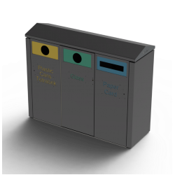 MK1 (3-Way) Recycling Bin  | Street Furniture Ireland | Larkin Engineering 